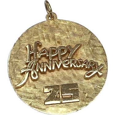 BIG 25th Anniversary Vintage Charm or Pendant 14K… - image 1