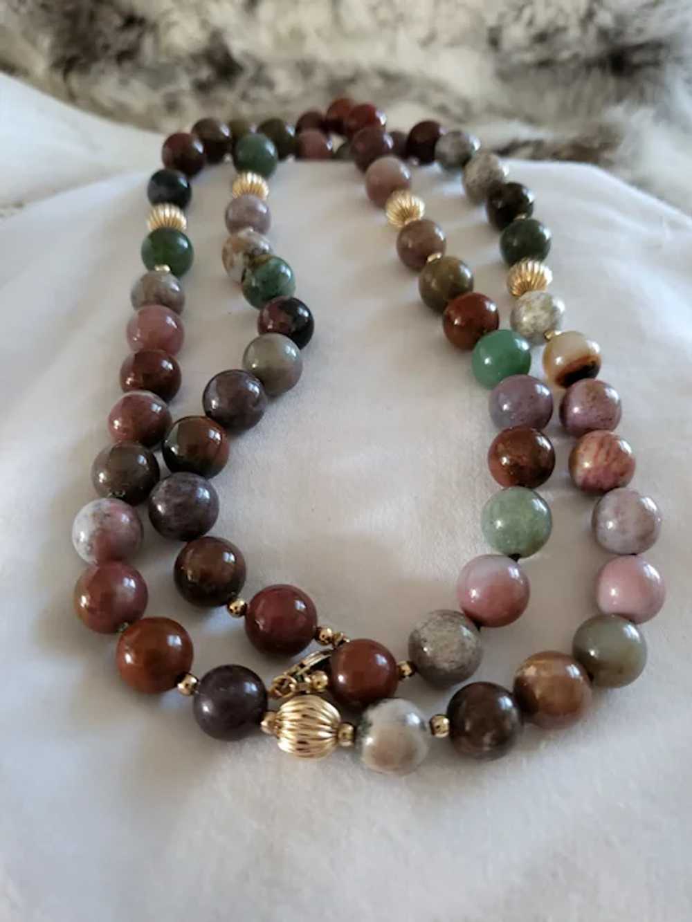 Smithsonian Vintage Jasper Necklace with Gold Ton… - image 2