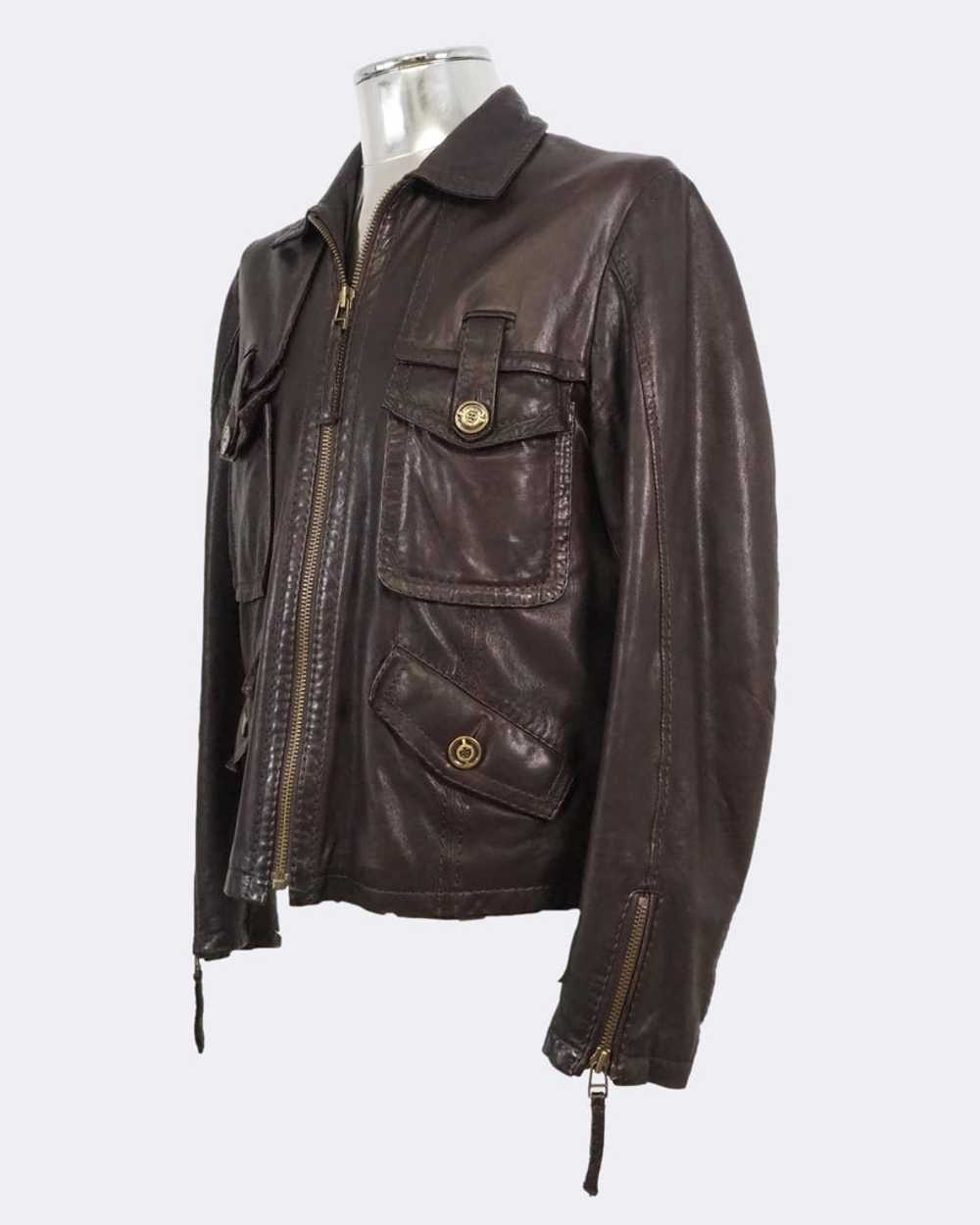 Just Cavalli Dark Brown Zip Front Leather Jacket - image 10