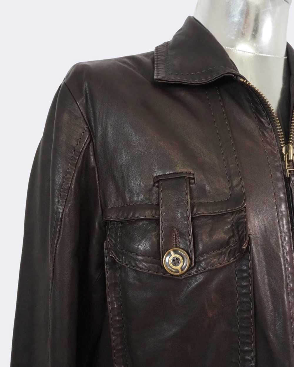 Just Cavalli Dark Brown Zip Front Leather Jacket - image 5