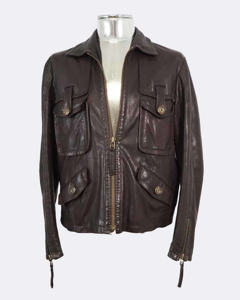 Just Cavalli Dark Brown Zip Front Leather Jacket - image 7