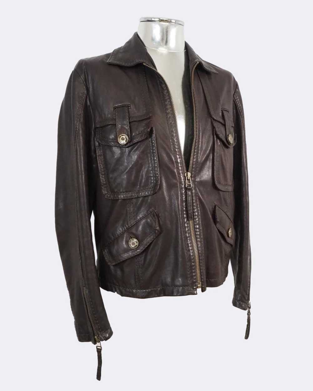 Just Cavalli Dark Brown Zip Front Leather Jacket - image 8