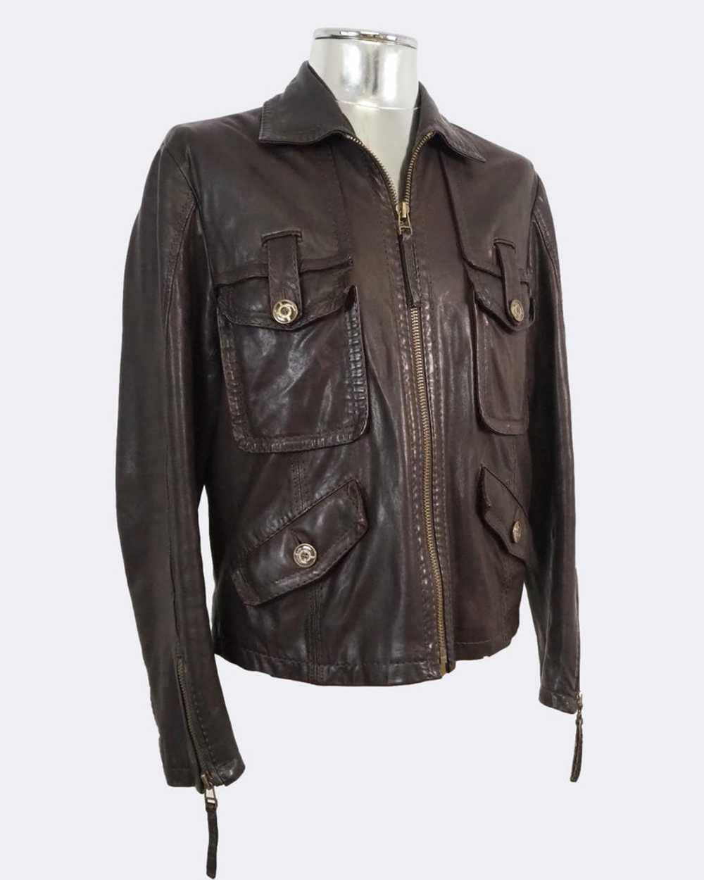 Just Cavalli Dark Brown Zip Front Leather Jacket - image 9