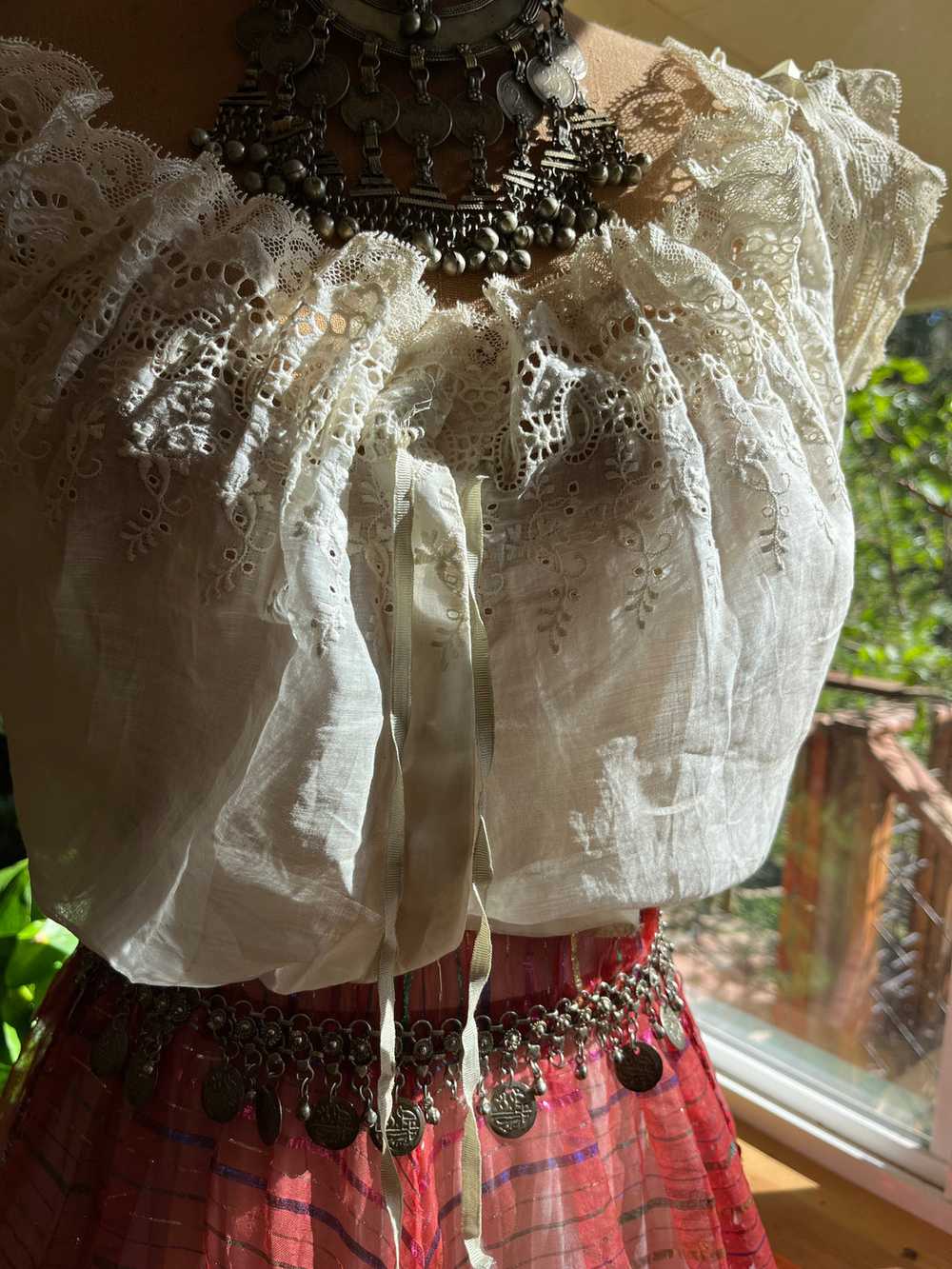 Antique Victorian embroidered eyelet corset cover - image 2