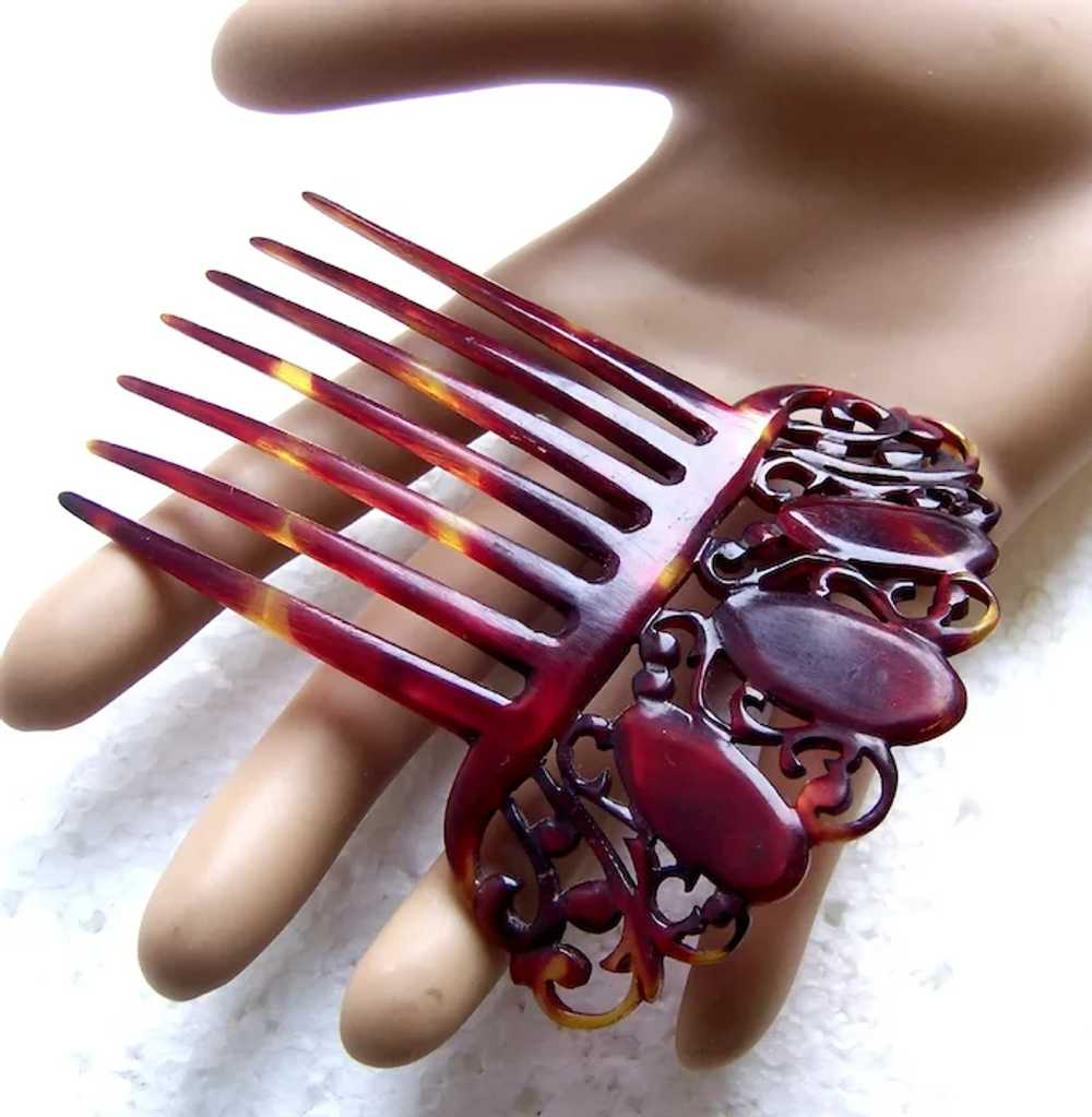 Victorian faux turtle shell hair comb Spanish sty… - image 10