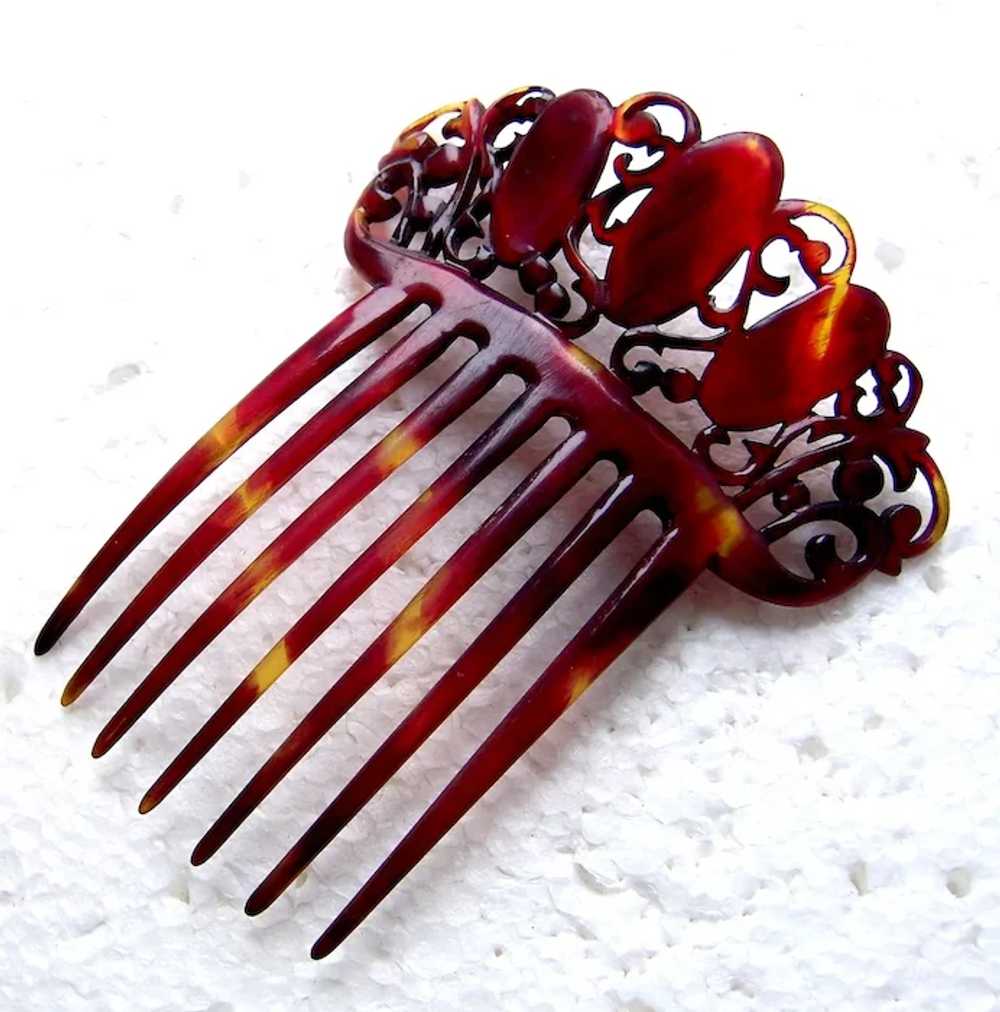 Victorian faux turtle shell hair comb Spanish sty… - image 11