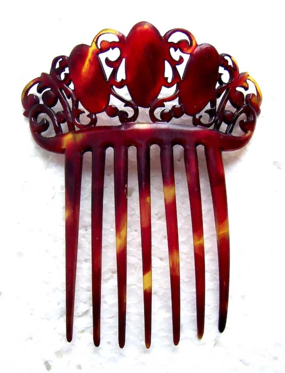Victorian faux turtle shell hair comb Spanish sty… - image 2