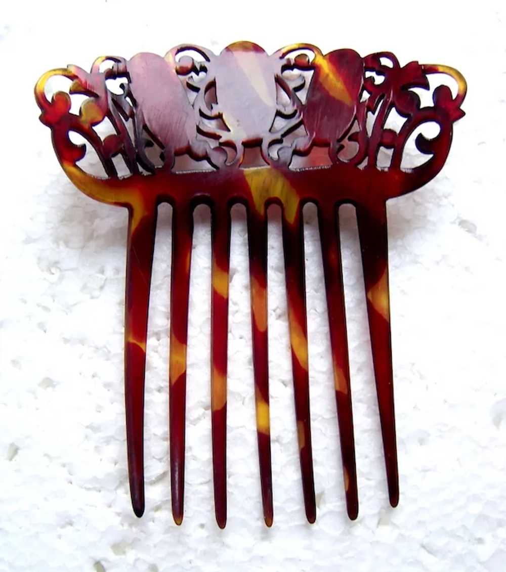 Victorian faux turtle shell hair comb Spanish sty… - image 3