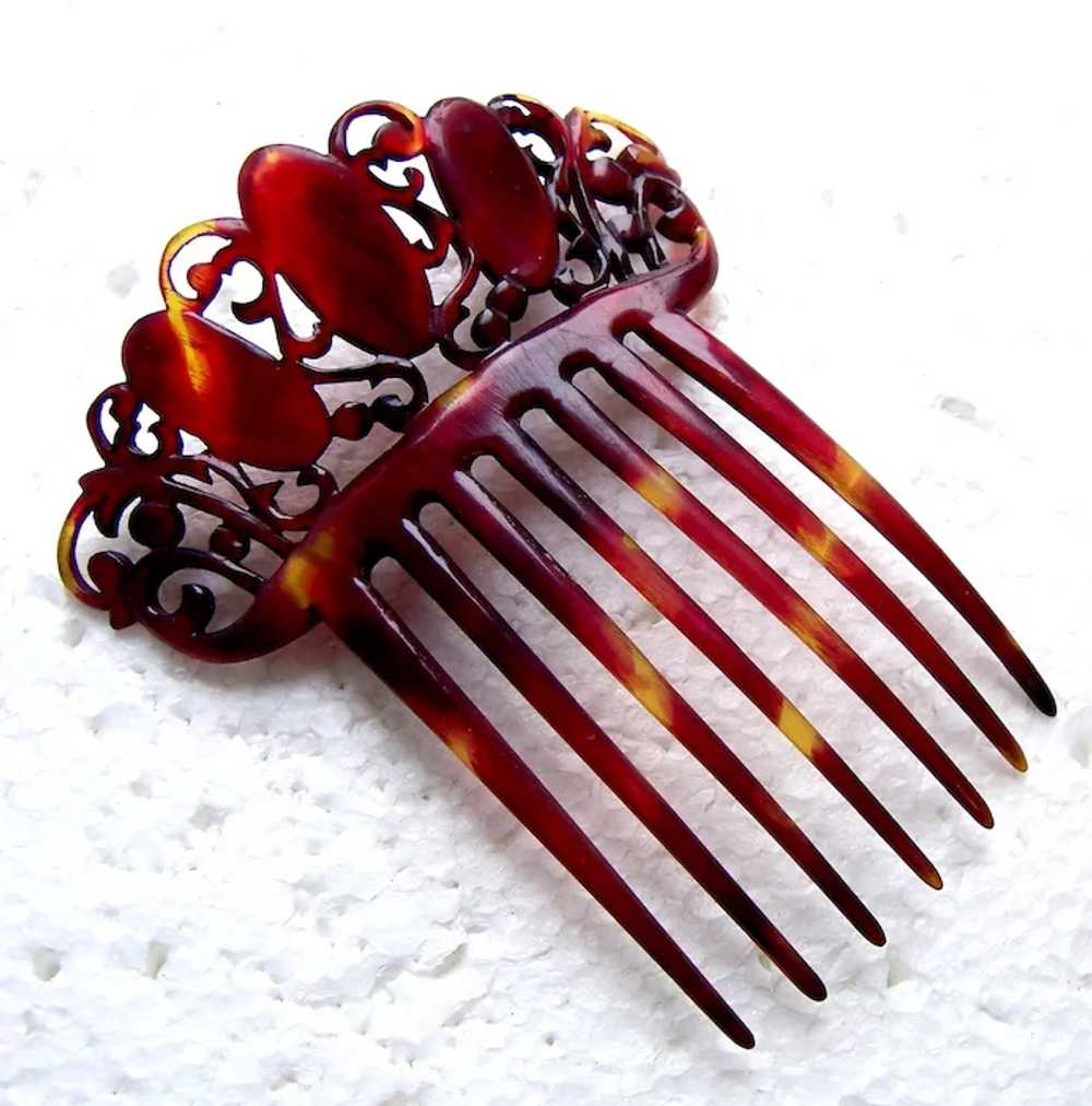 Victorian faux turtle shell hair comb Spanish sty… - image 4