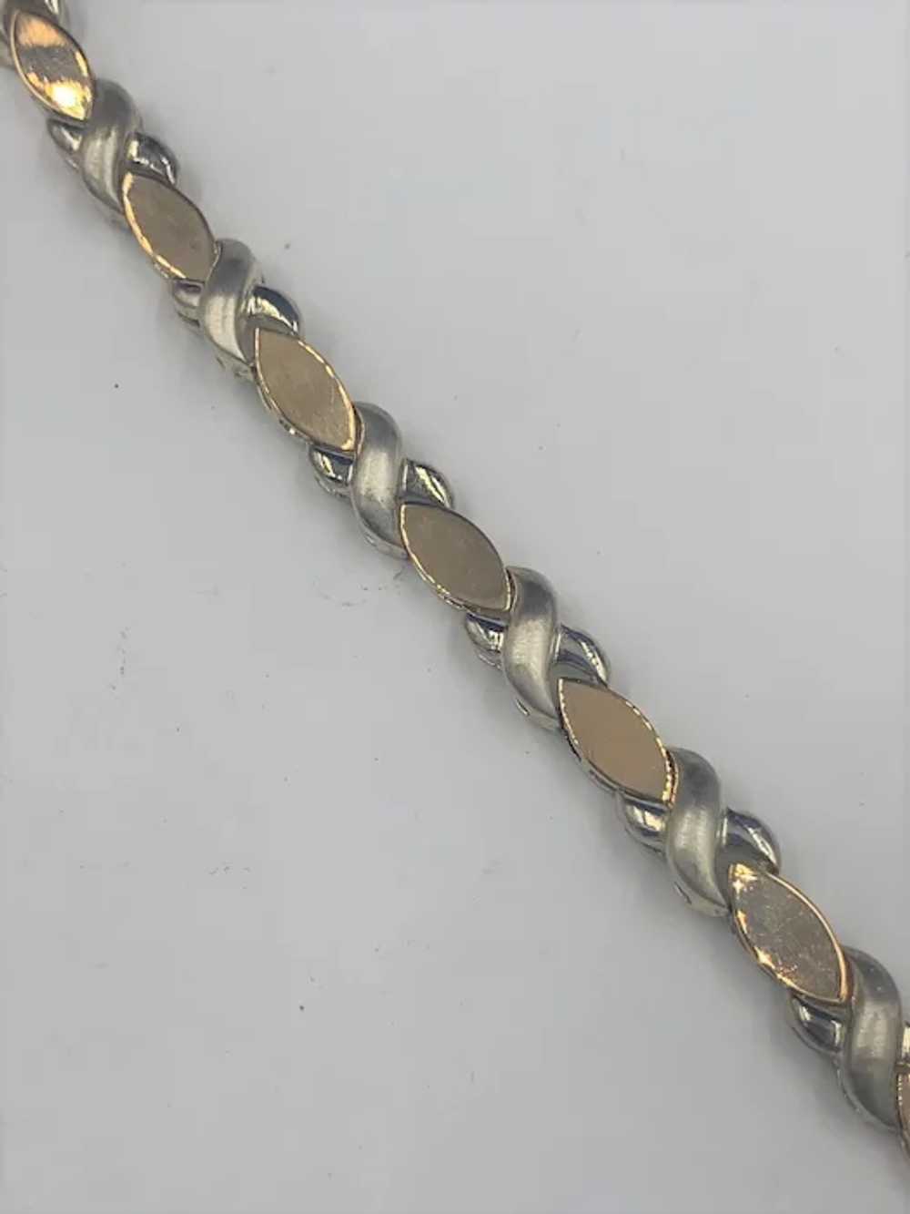 Women's Link Bracelet 10K Gold Sterling Silver Co… - image 2