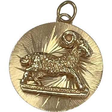 Vintage 18K Gold Aries Zodiac Charm, Ram Pendant – Alpha & Omega