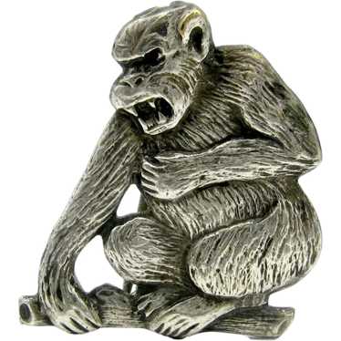 Vintage Detroit Zoo Gorilla Pin Souvenir Brooch