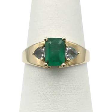 14K Emerald and Aquamarine Ring