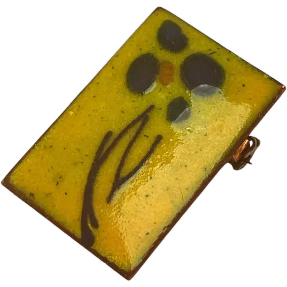 Signed Handmade Vintage Modernist Enamel Pin Yell… - image 1