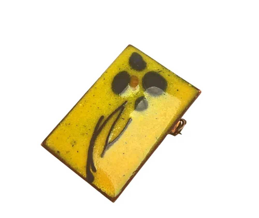 Signed Handmade Vintage Modernist Enamel Pin Yell… - image 2