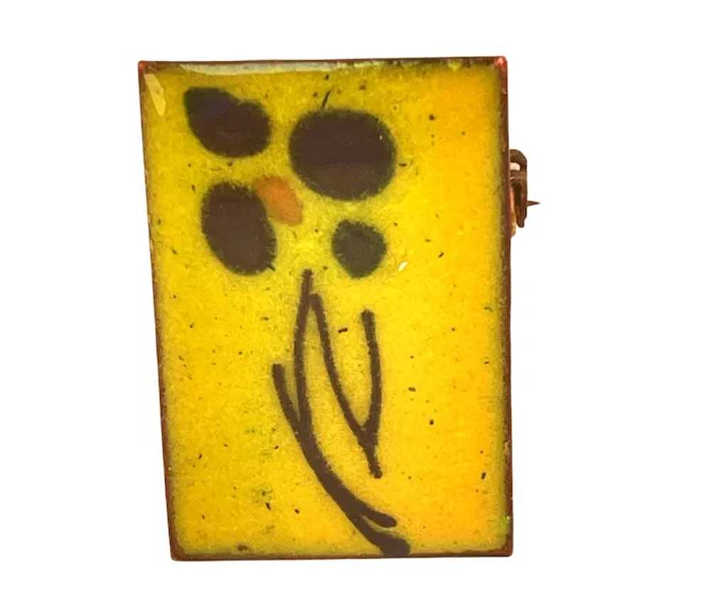 Signed Handmade Vintage Modernist Enamel Pin Yell… - image 5