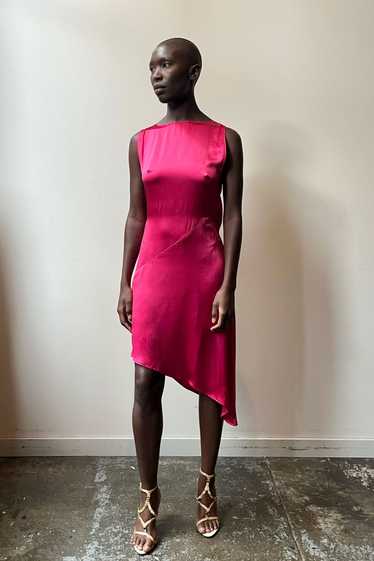 Alexander McQueen fuchsia silk backless dress