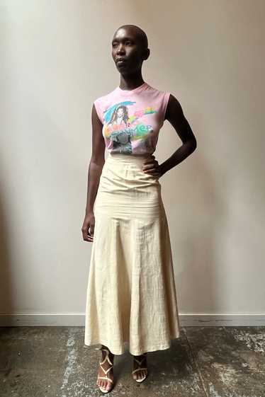 Ossie Clark ivory raw silk maxi skirt