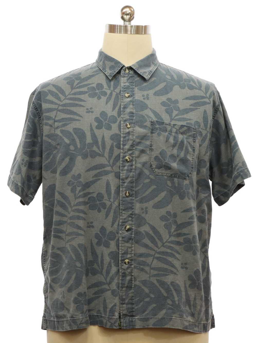 1990's Aigle Mens Linen Cotton Blend Hawaiian Shi… - image 1