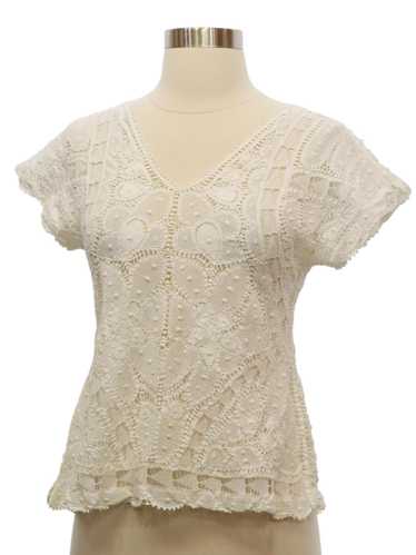 1980's Womens or Girls Crocheted Lace Shirt