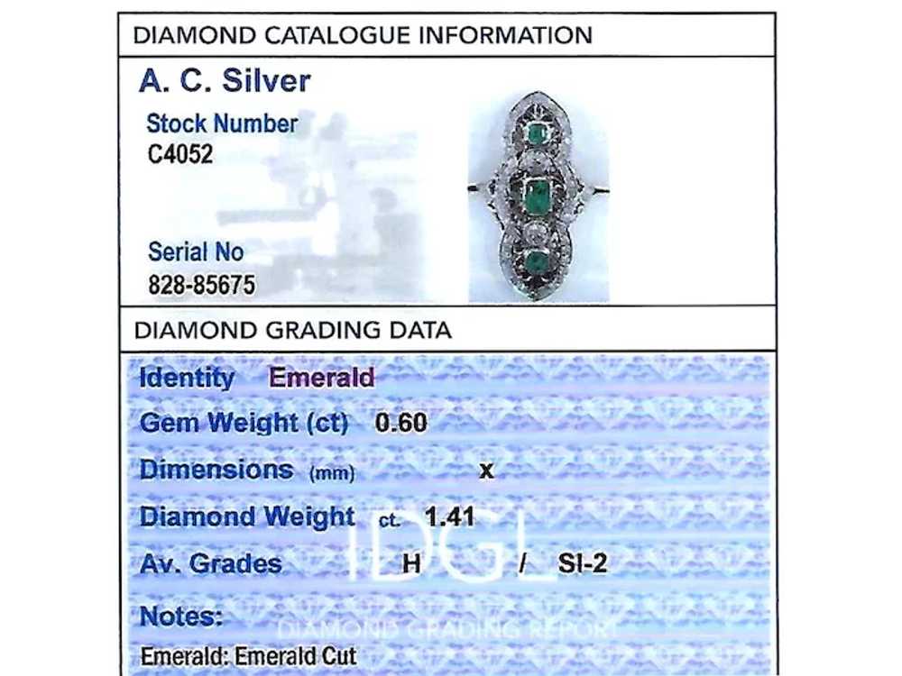 Antique 1.41ct Diamond and 0.60ct Emerald, 14ct W… - image 6