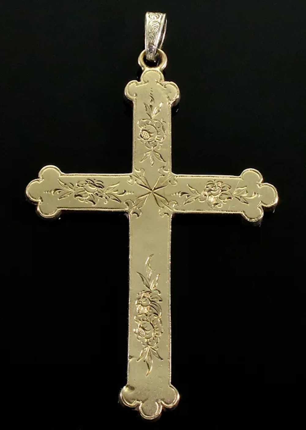 Antique Victorian 9K Gold Turquoise Cross Pendant… - image 6