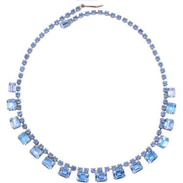 Necklace Signed Weiss Baby Blue Rhinestone Rhodium