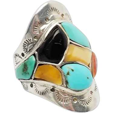 Vintage Native American sterling silver gemstones… - image 1