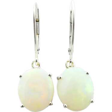 Natural 4ctw Opal Drop Earrings 14K White Gold - … - image 1