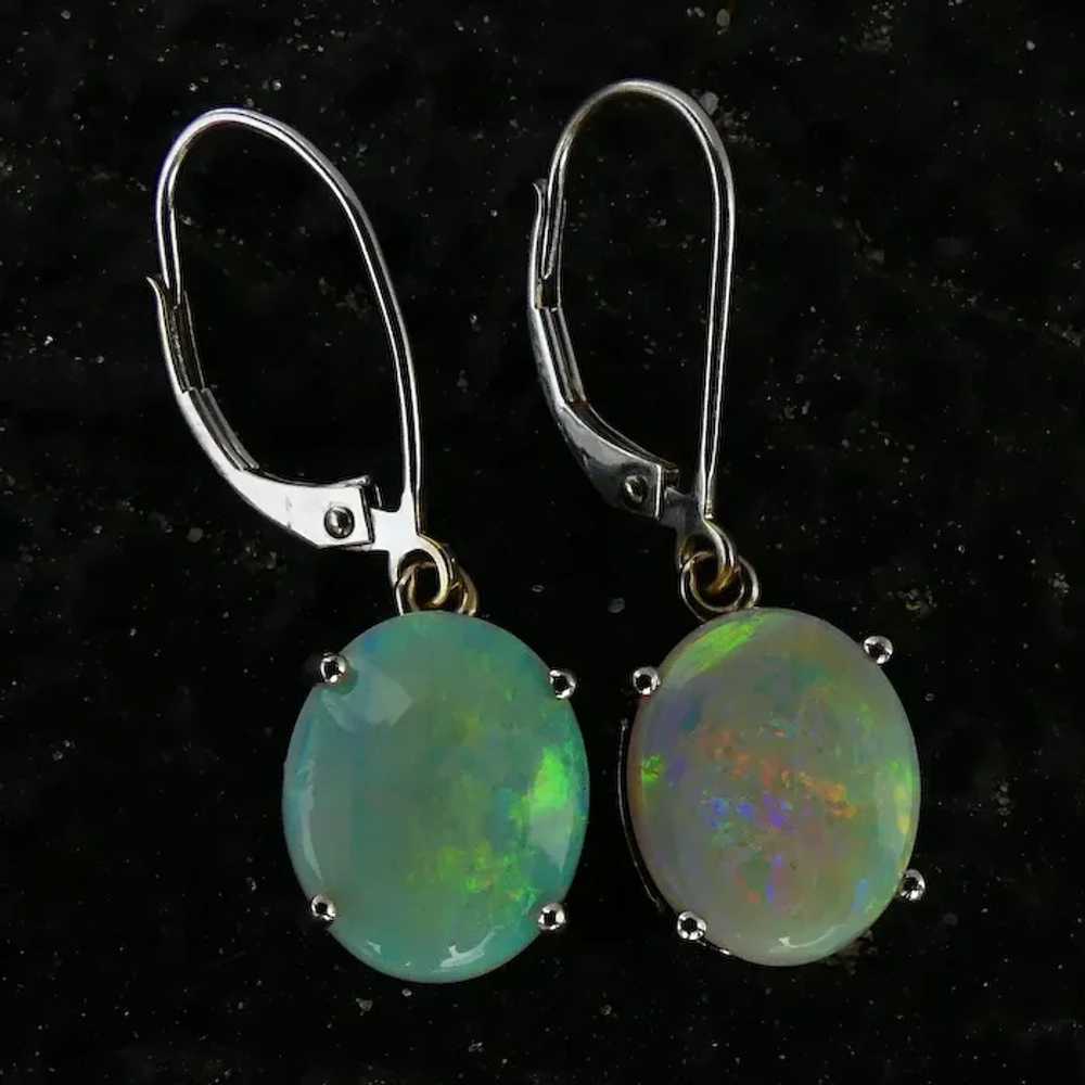 Natural 4ctw Opal Drop Earrings 14K White Gold - … - image 3
