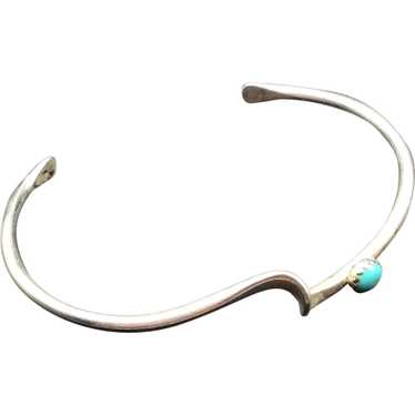 Native American Sterling Silver Turquoise Cuff Br… - image 1