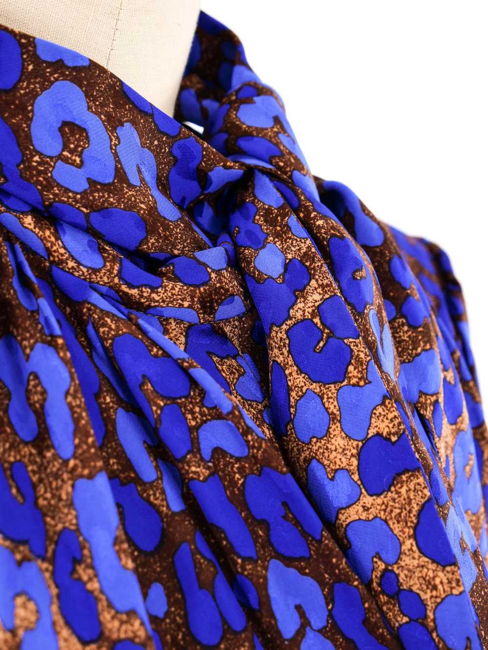 Yves Saint Laurent Blue Leopard Silk Dress - image 2