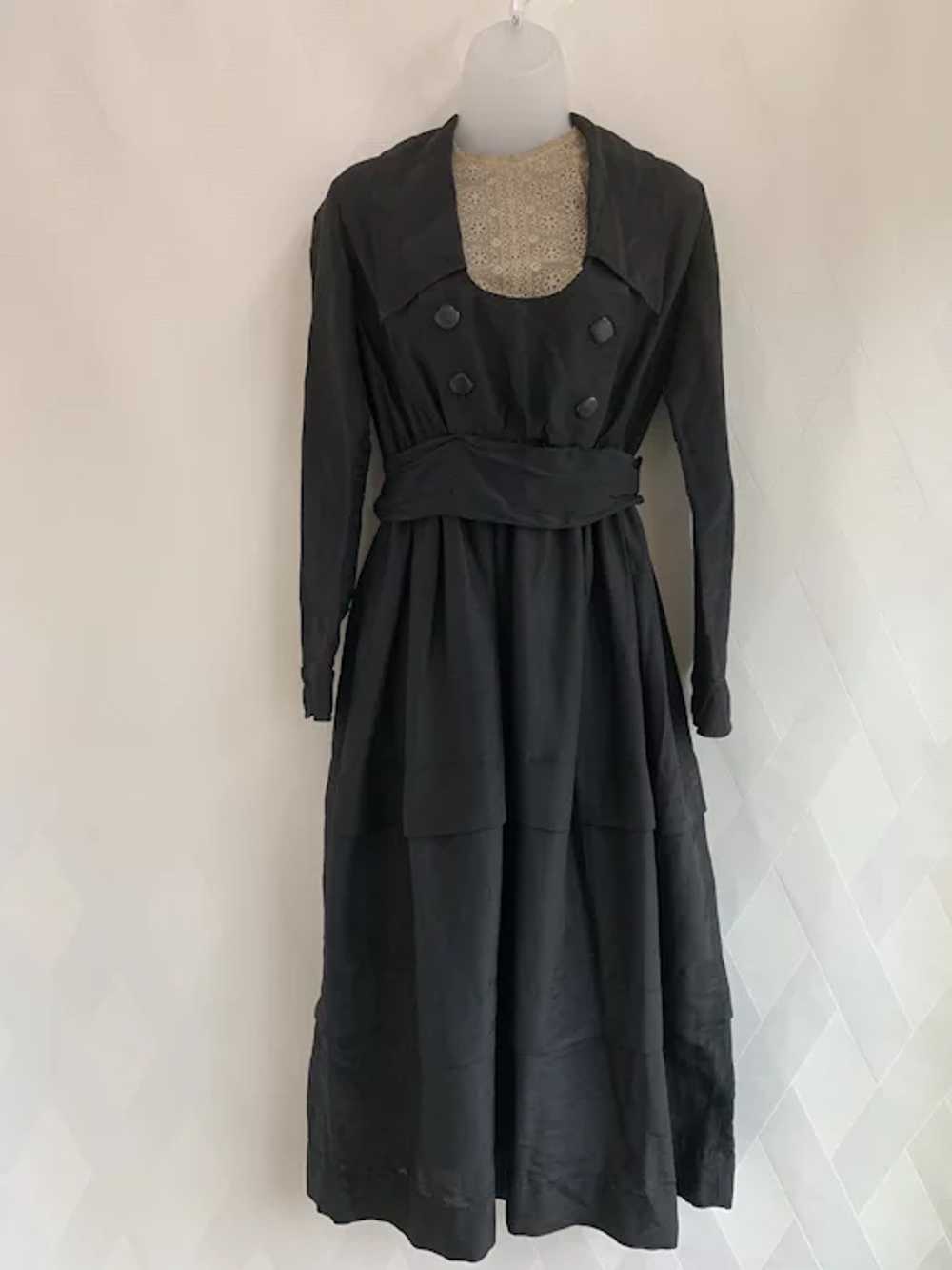 Antique, Early 1900s, Armistice Era Black Dress w… - image 2
