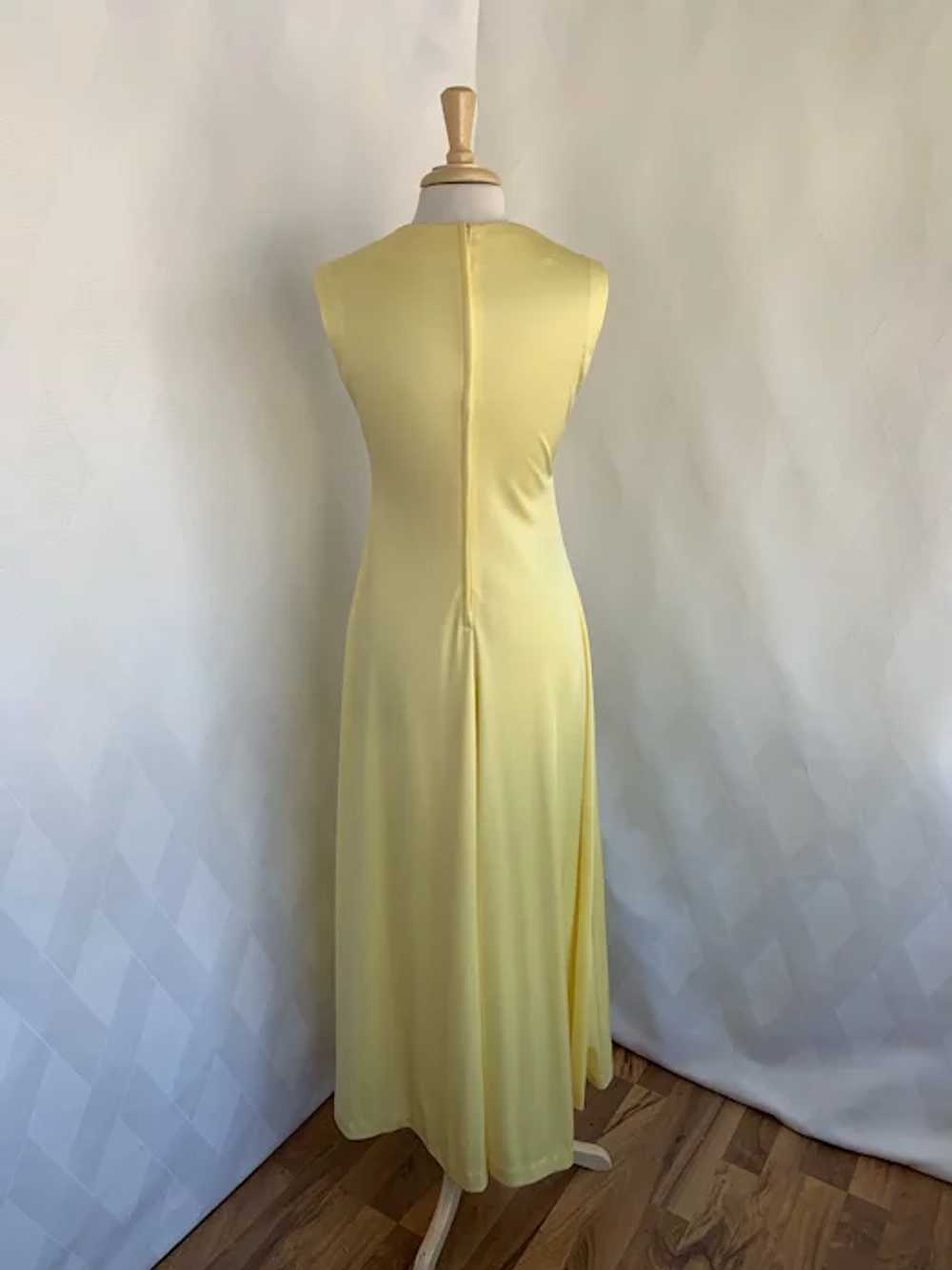 Vintage 1970s Lemon Yellow Silky Knit, Cowl Neck … - image 5