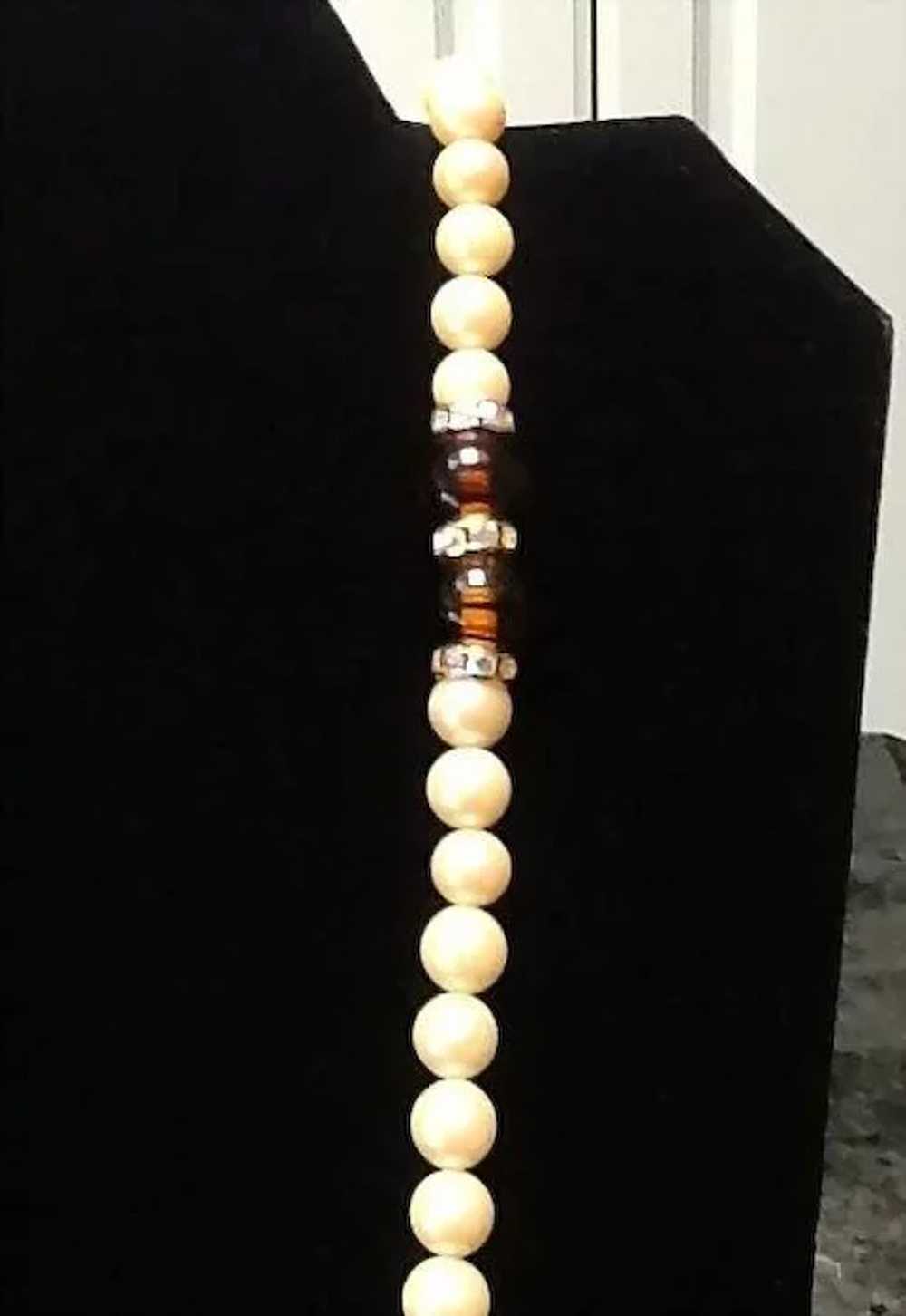 VIntage Lanvin Faux Pearls with Jewels - image 3