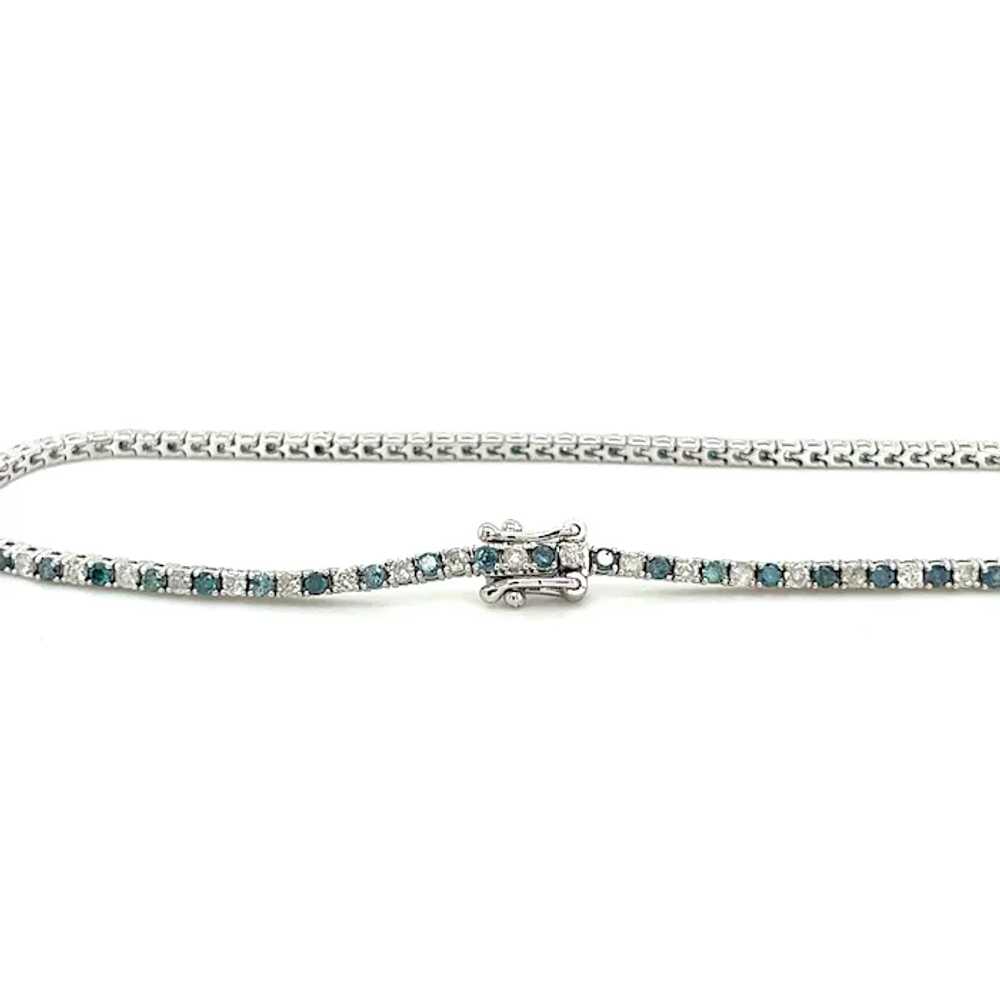 Blue and White Diamond Tennis Bracelet in 18K Whi… - image 3