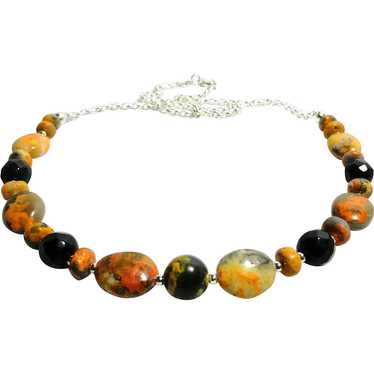 JFTS Bumble Bee Jasper 925 Sterling Silver Necklac