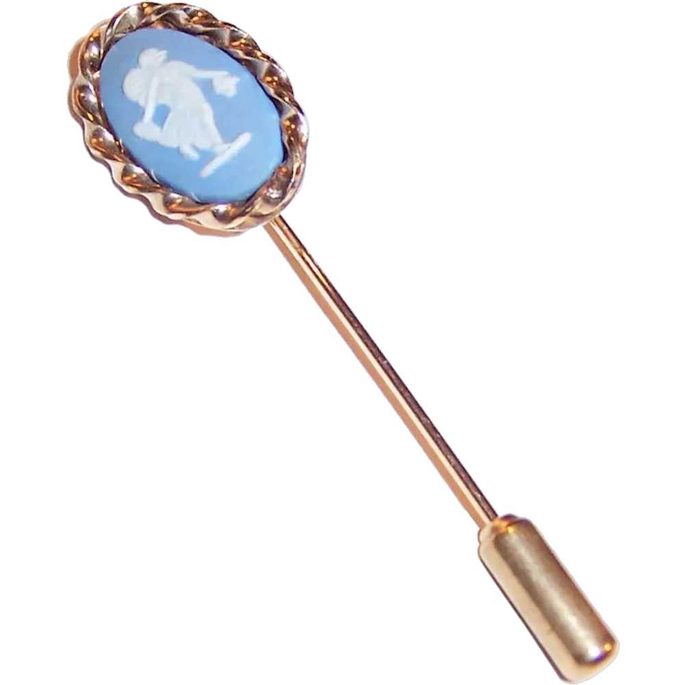 12 Karat Gold Filled Blue Wedgwood Style Stickpin… - image 1