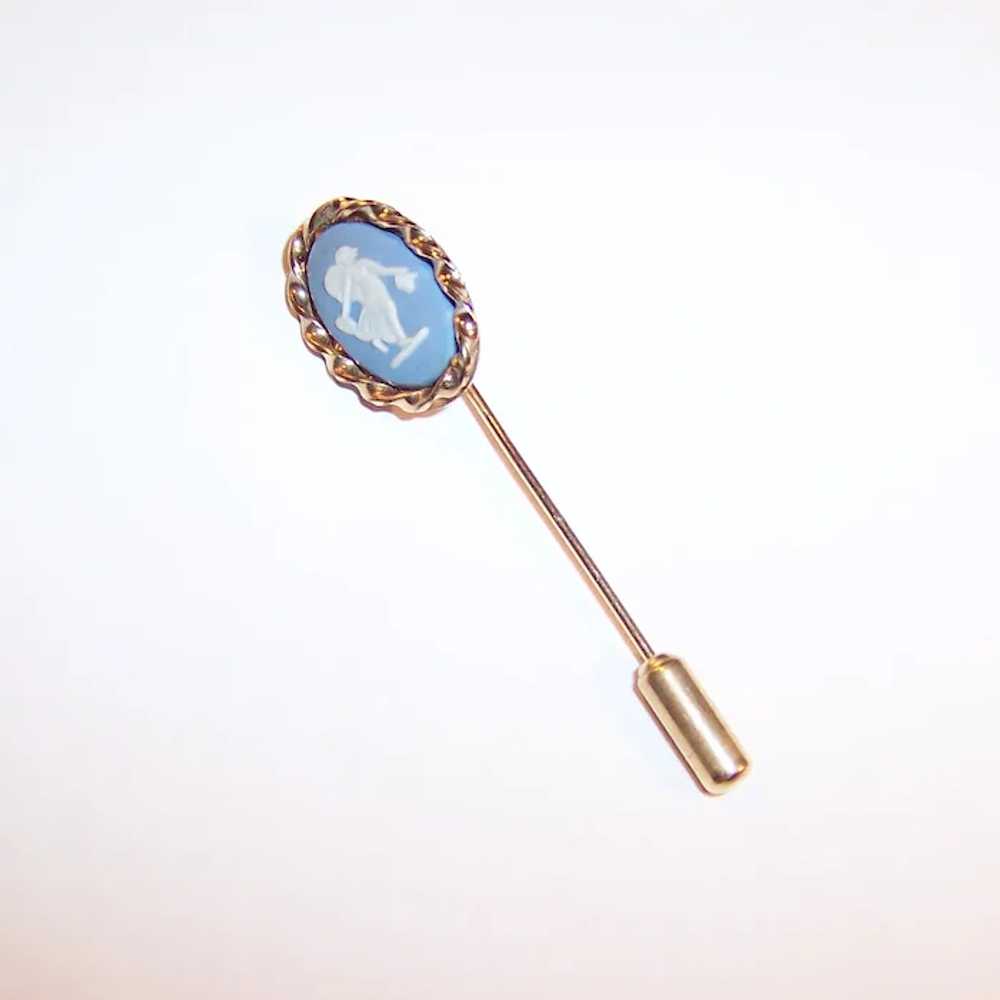 12 Karat Gold Filled Blue Wedgwood Style Stickpin… - image 3