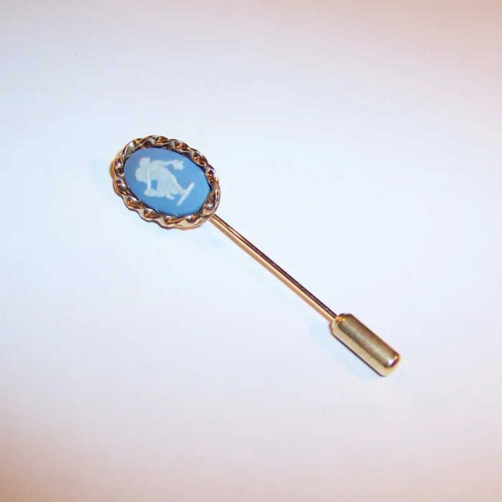 12 Karat Gold Filled Blue Wedgwood Style Stickpin… - image 4