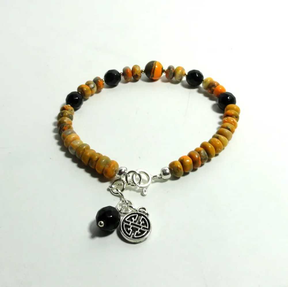 JFTS Bumble Bee Jasper & Black Onyx 925 Sterling … - image 4