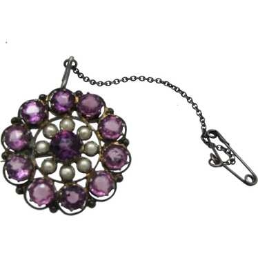 Victorian Amethyst and Pearl Brooch - image 1