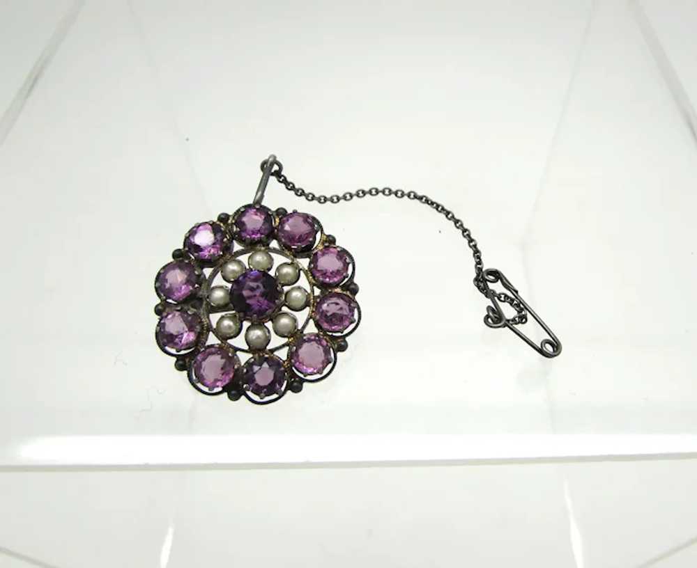 Victorian Amethyst and Pearl Brooch - image 2