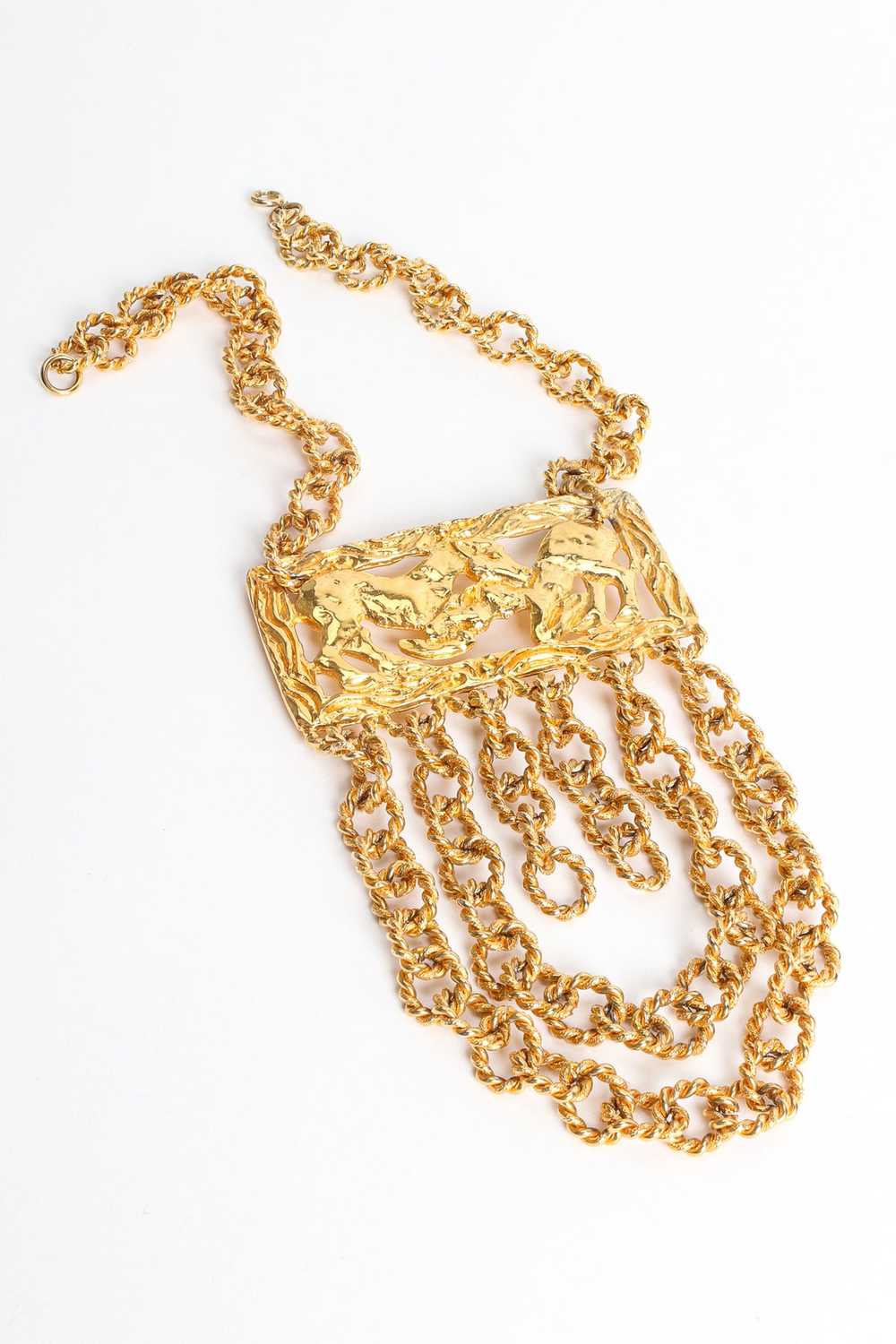 Golden Horse Pendant Rope Chain Necklace - image 1