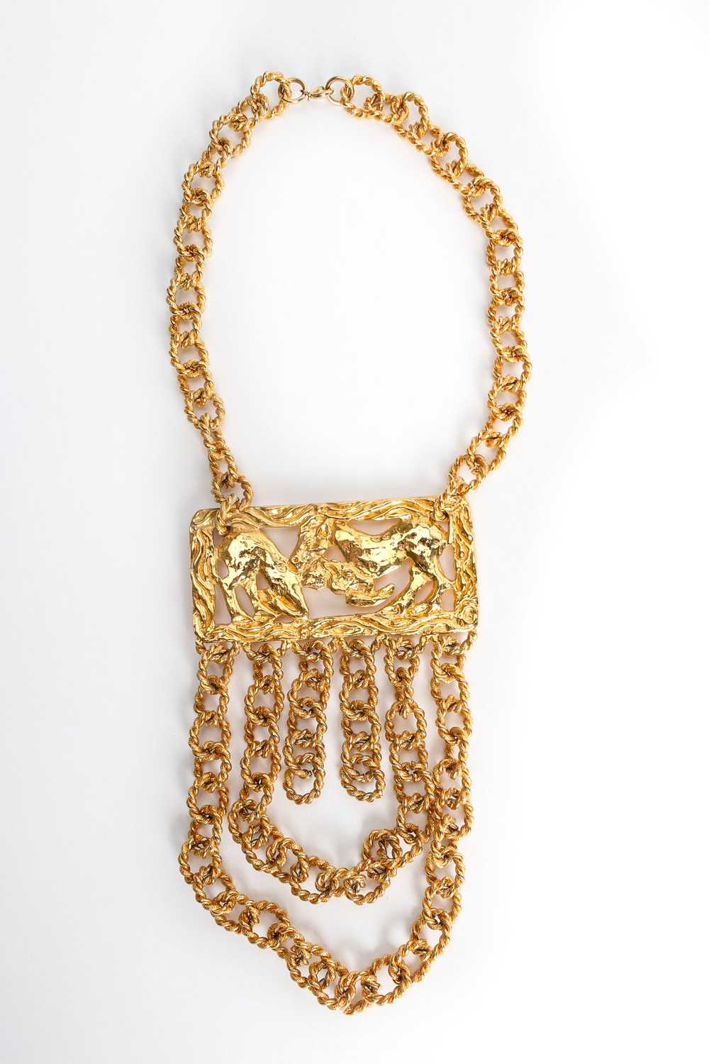 Golden Horse Pendant Rope Chain Necklace - image 3