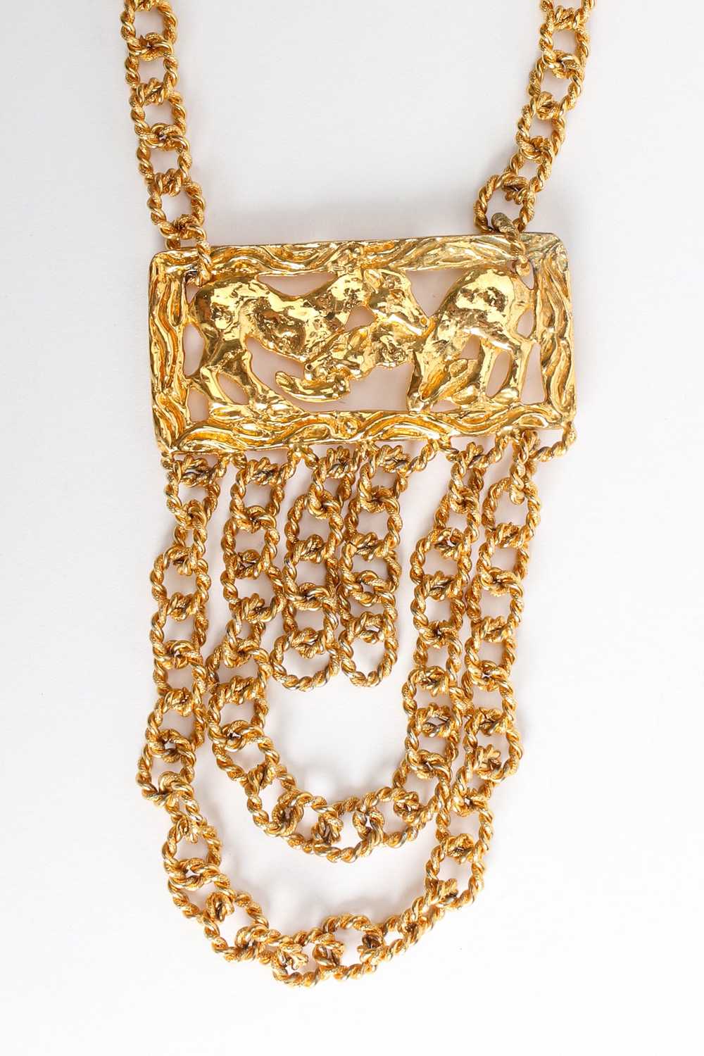 Golden Horse Pendant Rope Chain Necklace - image 4
