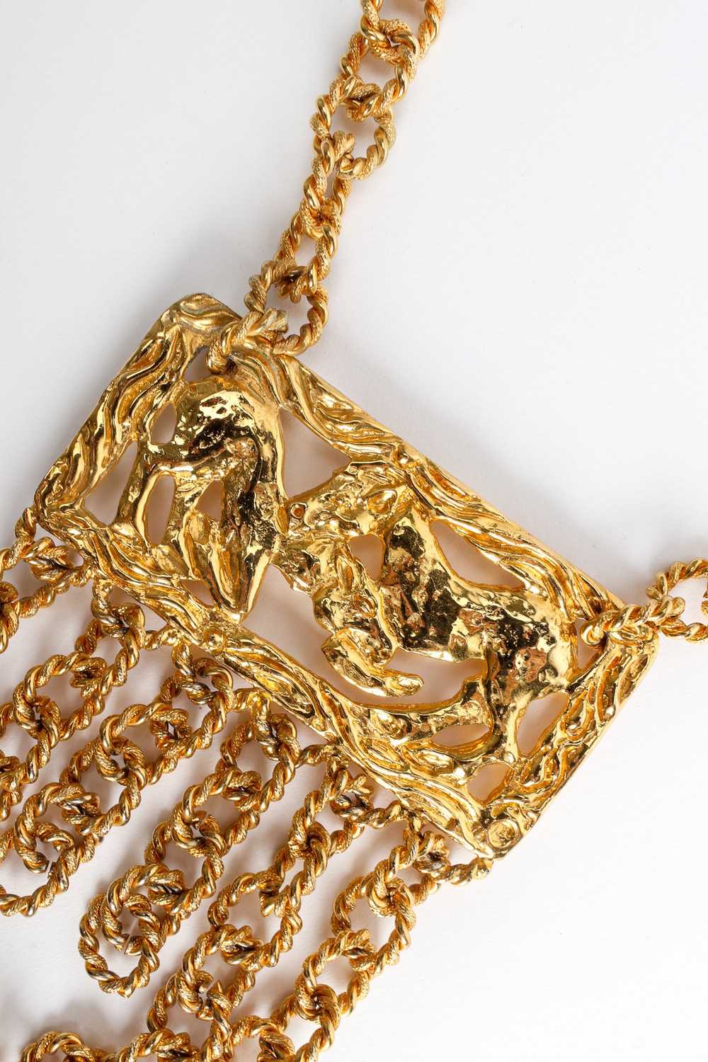 Golden Horse Pendant Rope Chain Necklace - image 5