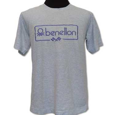 Vintage 90s Benetton Embroidery Big Logo T-shirt … - image 1