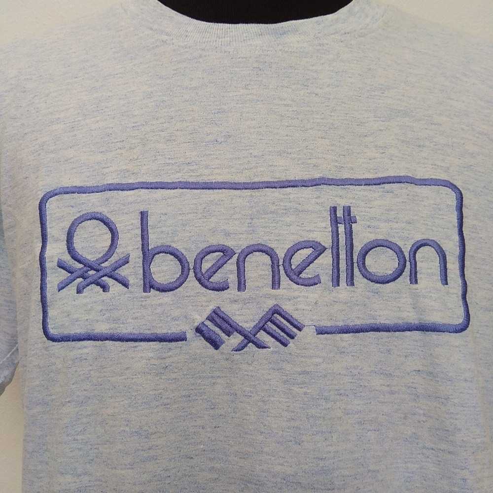 Vintage 90s Benetton Embroidery Big Logo T-shirt … - image 2