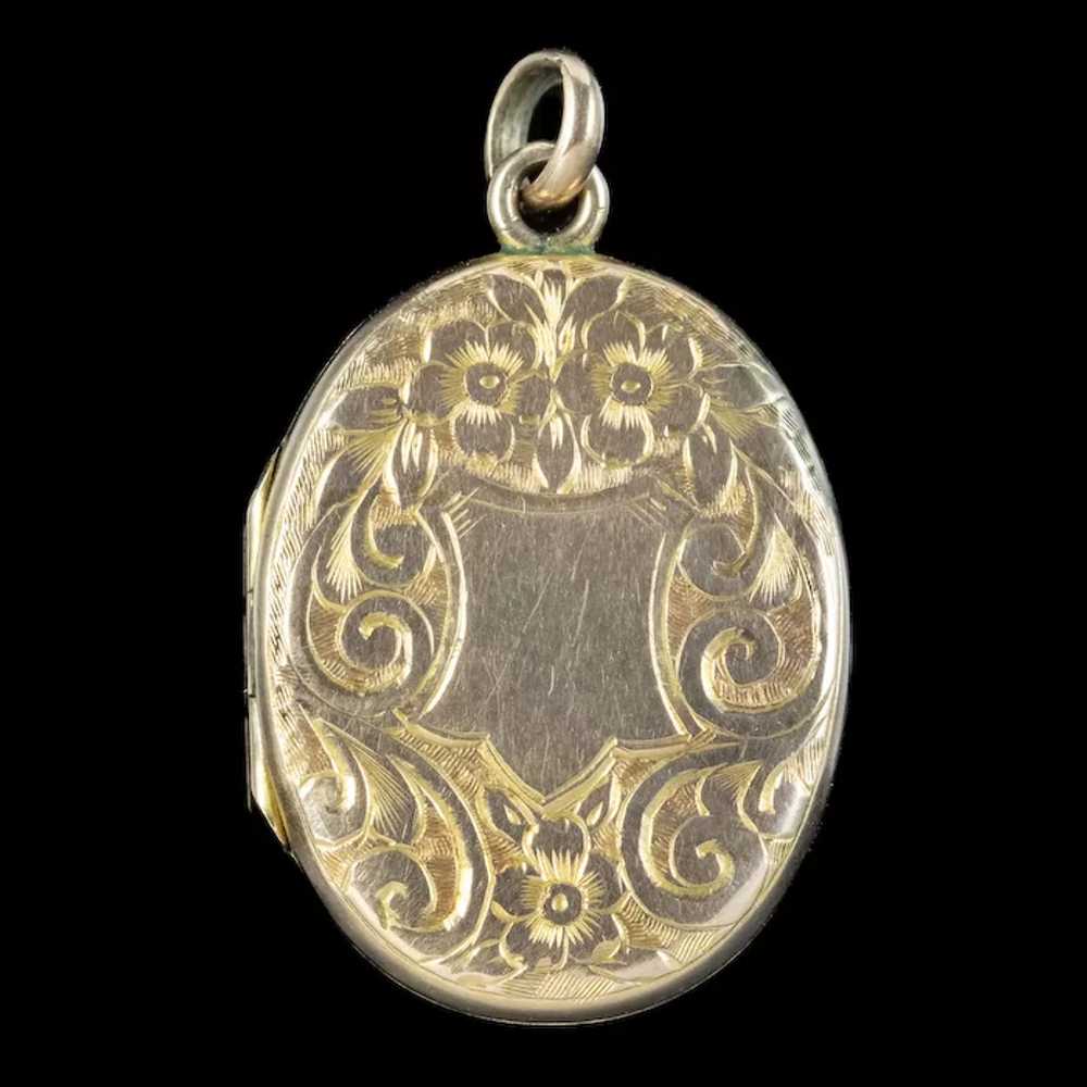 Antique Victorian Forget Me Not Locket 9ct Gold B… - image 2